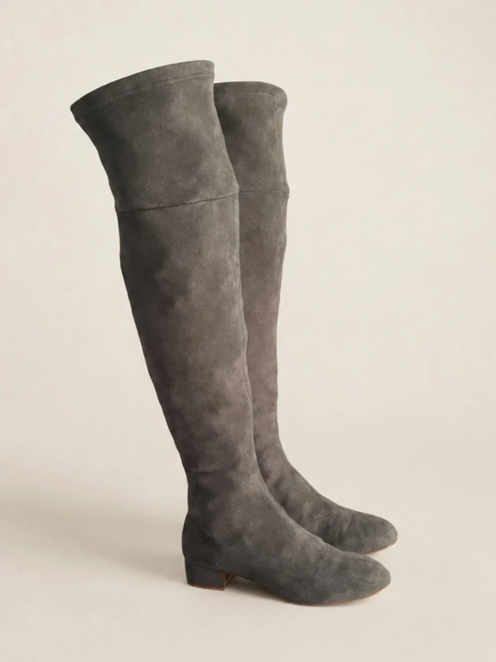 Anthropologie Suede Leather Over-the-Knee Tall Riding Boots Womens 7.5‎ Gray